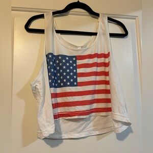 American Apparel American flag white crop top
